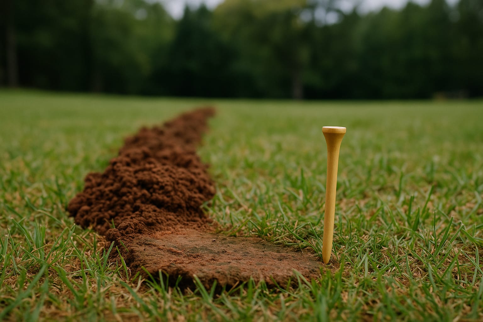A mole ridge pressed flat and marked to test whether the run is active